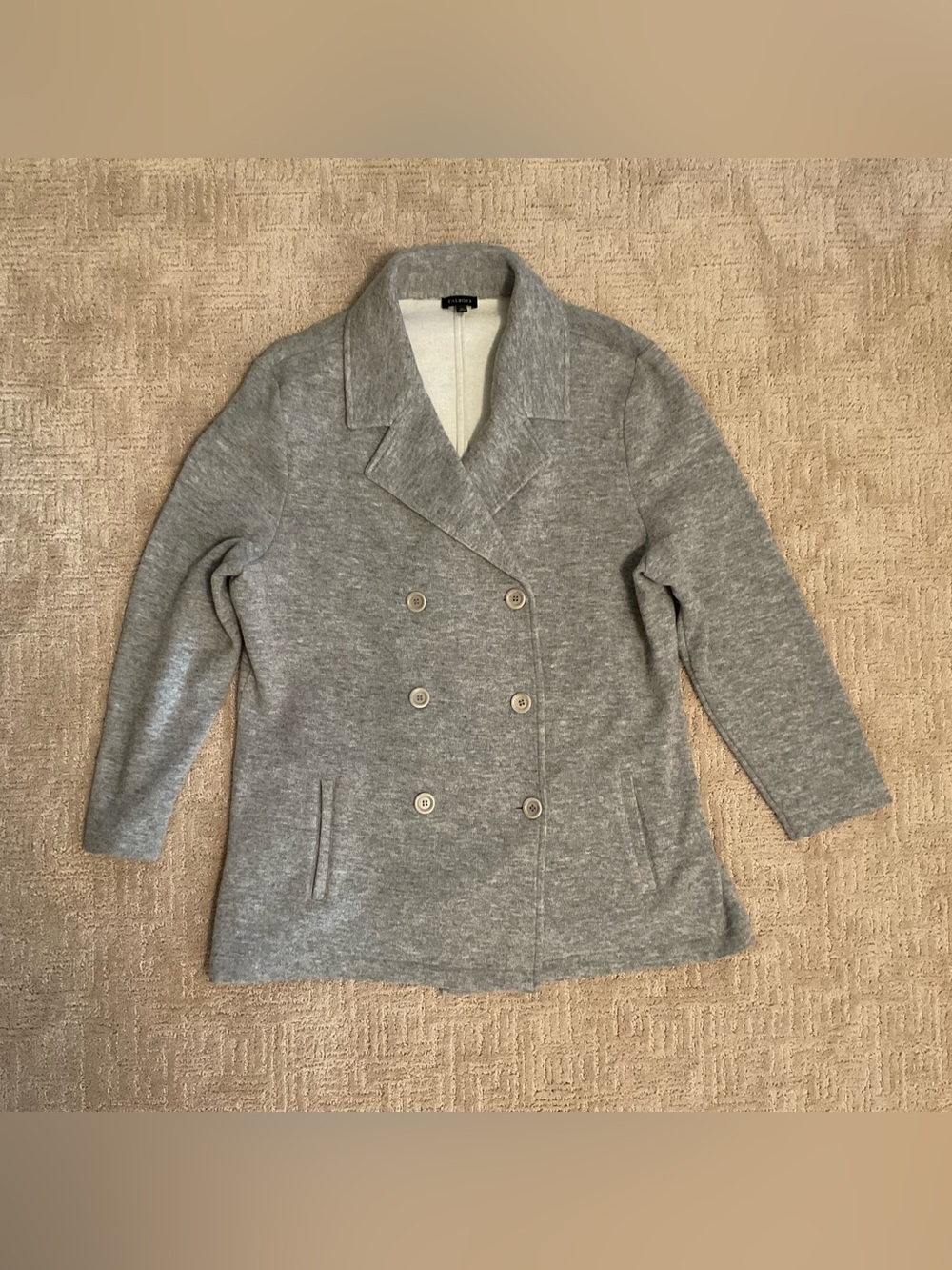 Talbots Women Gray Wool Blend Sweater Jacket Blazer XL Minimalist Timeless Chic